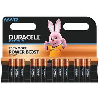 DURACELL Batterien Optimum Alkali-Mangan Micro AAA 1,5 V, 12 St.