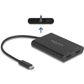 Delock Adapter USB Type-C zu 2 x HDMI 4K 60 Hz mit DisplayLinkA