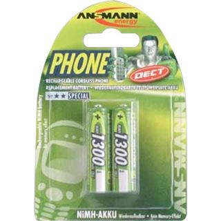 ANSMANN DECT HR6 Nickel-Metall-Hydrid AA Mignon Akku 1300 mAh 2er Pack