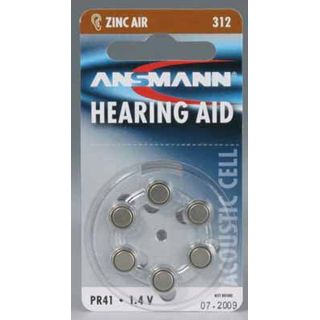 ANSMANN Hearing Aid PR41 Zink-Luft Knopfzellen Batterie 1.4 V 6er Pack