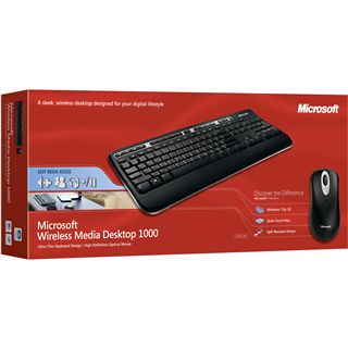 Microsoft Cordless Desktop 1000 Media Tastatur+Maus Schwarz Deutsch