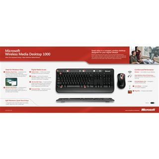 Microsoft Cordless Desktop 1000 Media Tastatur+Maus Schwarz Deutsch