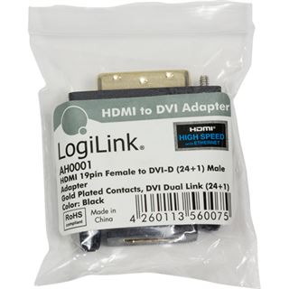 LogiLink HDMI Adapter HDMI-Buchse auf DVI 24+1 Stecker Schwarz