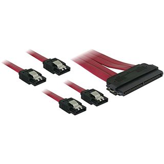 0.50m Delock SAS Adapterkabel SFF-8484 Stecker auf 4xSATA Stecker Rot