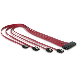 0.50m Delock SAS Adapterkabel SFF-8484 Stecker auf 4xSATA Stecker Rot