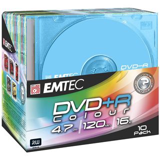 EMTEC DVD+R 4.7 GB Colours 10er Slimcase (360454NEW)
