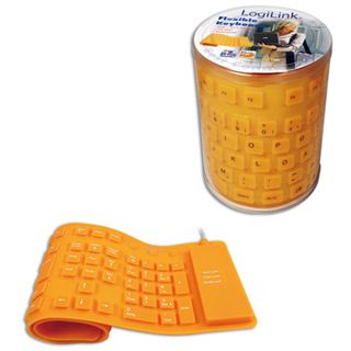 LogiLink Flexible Waterproof Keyboard PS/2 & USB Deutsch orange
