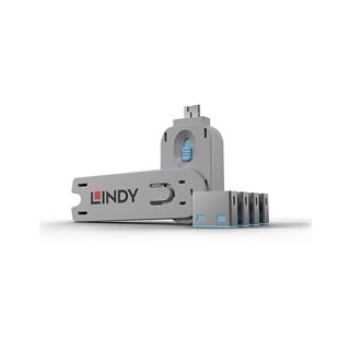 Lindy USB Port Schloss mit Schl&uuml;ssel: Blau