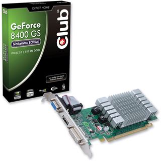512MB Club 3D GeForce 8400 GS Noiseless Edition Passiv PCIe 2.0 x16
