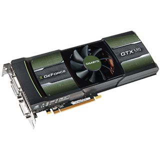2x 1536MB Gigabyte GeForce GTX 590 Hard-Core Gaming Series Aktiv PCIe