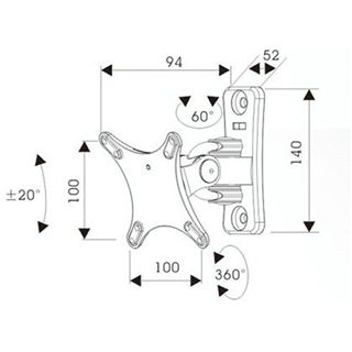 InLine Wandhalterung, , für TFT bis 61cm (24") max. 15kg, 3