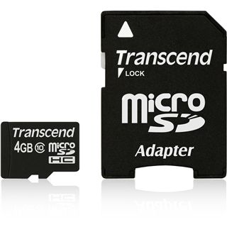 4 GB Transcend Standard microSDHC Class 10 Retail inkl. Adapter