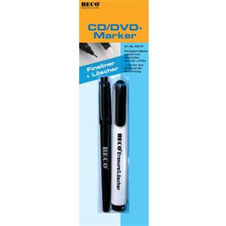 Beco CD/DVD-Marker wasserfest mit Löscher schwarz Stift für
