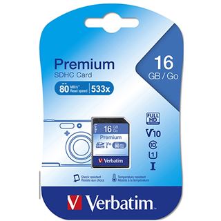 16 GB Verbatim Standard SDHC Class 10 Bulk