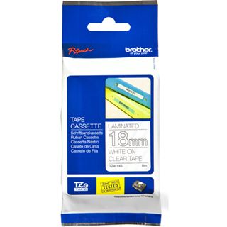 Brother P-Touch TZE-145 white on clear 18mm