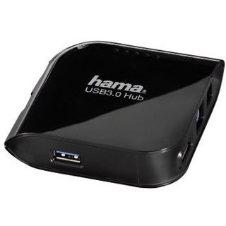 Hama 39876 USB-3.0-Hub 1:4 - mit Netzteil, Schwarz