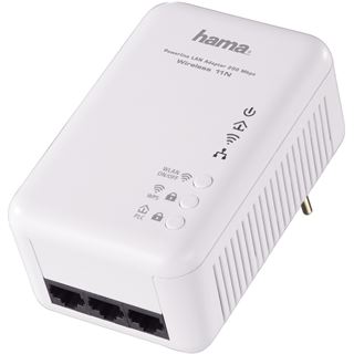 Hama Powerline 11N WLAN Adapter 200 MBit/s 3x LAN 10/100/WLAN 300