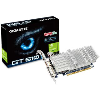 1GB Gigabyte GeForce GT 610 Silent Series Passiv PCIe 2.0 x16 (Retail)