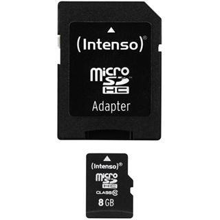 8 GB Intenso microSDHC Class 10 Retail inkl. Adapter auf SD