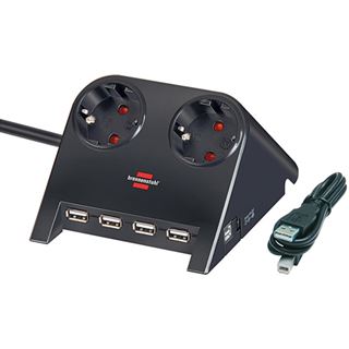 1.80m Brennenstuhl Steckdosenleiste mit USB-Hub Schwarz 2 (1153500122)