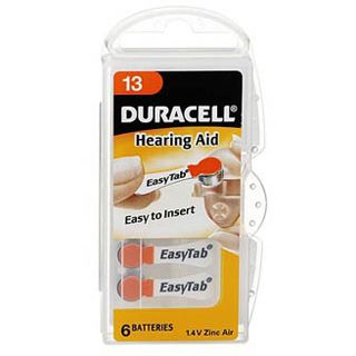 Duracell Hearing Aid DA13 Zink-Luft Knopfzellen Batterie 1.4 V 6er