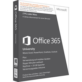 Microsoft Office 365 University EDU 32/64 Bit Deutsch 1 User 4 Jahre