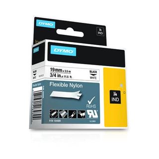 Dymo Schriftband B.19mm/L.3,5m flexibles Nylon schwarz auf wei&szlig;