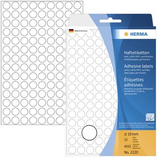 Herma 2220 rund Vielzwecketiketten 1x1 cm (32 Blatt (4032 Etiketten))