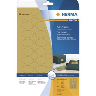 Herma 4109 gold oval Folie Universal-Etiketten 4.6x2.54 cm (25 Blatt