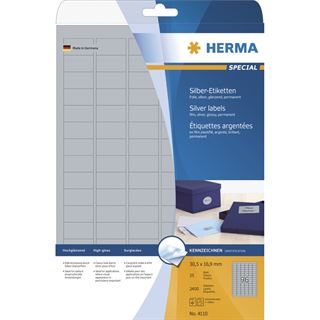 Herma 4110 silber Folie Universal-Etiketten 3.05x1.69 cm (25 Blatt