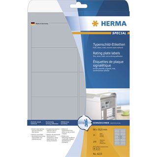 Herma 4223 silber Typenschild-Etiketten 9.6x5.08 cm (25 Blatt ( 250