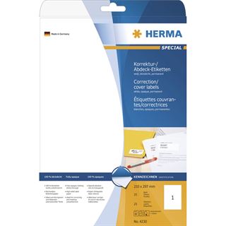 Herma 4230 Korrektur-Etiketten 21.0x29.7 cm (25 Blatt (25 Etiketten))