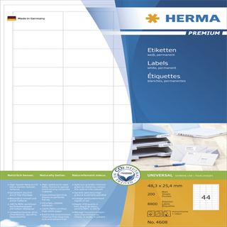 Herma 4608 Premium Universal-Etiketten 4.83x2.54 cm (200 Blatt (8800