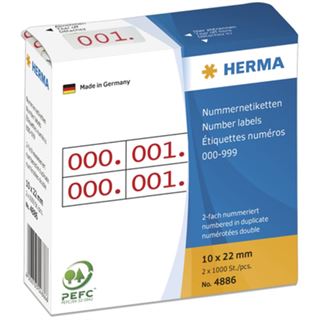 Herma 4886 rot selbstklebend doppelt Nummernetiketten 1x2.2 cm (2000