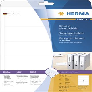 Herma Einsteckr&uuml;cken A4 wei&szlig; 54x190 mm n. klebend 125 St.