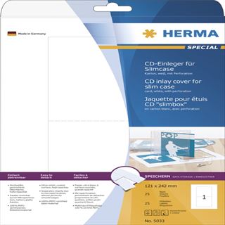 Herma 25 CD-Einleger für Slimcase A4 121x242 mm Etiketten