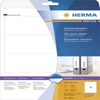 Herma 5095 blickdicht Ordneretiketten 19.2x6.1 cm (25 Blatt (100