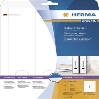 Herma 5159 blickdicht Ordneretiketten 5.9x29.7 cm (25 Blatt (75