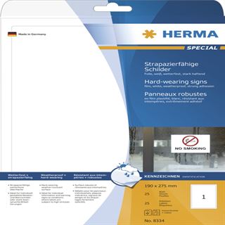 Herma Schilder A4 wei&szlig; 190x275 mm Folie 25 St.
