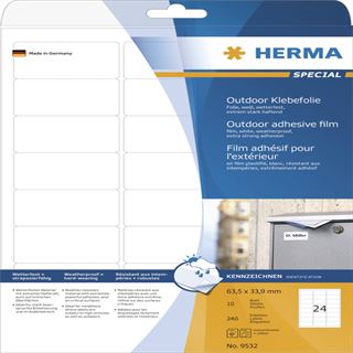 Herma 9532 Outdoor Klebefolie 6.35x3.39 cm (10 Blatt (240 Etiketten))
