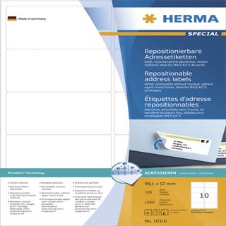Herma 10316 repositionierbar Adressetiketten 9.91x5.7 cm (100 Blatt