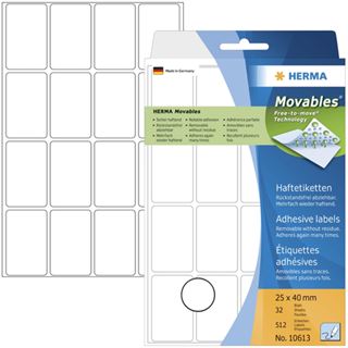 Herma 10613 ablösbar Vielzwecketiketten 2.5x4 cm (32 Blatt (512