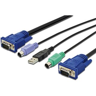 (€2,82*/1m) 3.00m Digitus KVM Anschlusskabel VGA 15pol Stecker +