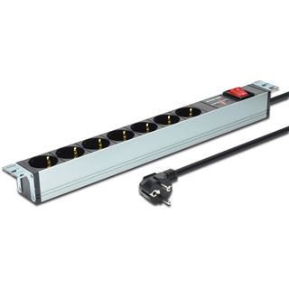 (€13,09*/1m) 2.00m Digitus Steckdosenleiste 1 HE Schwarz/Silber