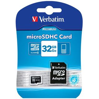 32 GB Verbatim microSDHC Class 10 Retail inkl. Adapter auf SD