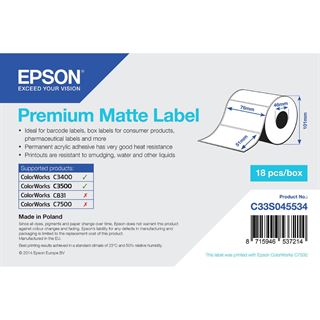 Epson C33S045534 Premium Etikettenrolle 7.6x5.1 cm (650 Stück)