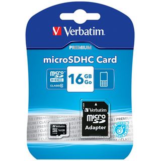 16 GB Verbatim microSDHC Class 10 Retail inkl. Adapter