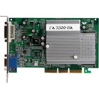 256MB MSI GeForce FX 5500 FX5500-D256H Passiv AGP (Retail)
