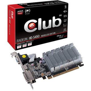 1GB Club 3D Radeon HD 5450 Noiseless Edition Low Profile Passiv PCIe