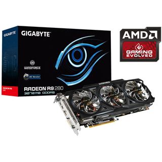 3GB Gigabyte Radeon R9 280 Windforce 3X OC Aktiv PCIe 3.0 x16 (Retail)